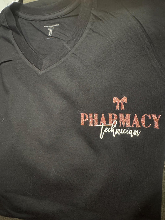 Pharmacy Technician Glitter Shirt – Counted & Verified Black Tee