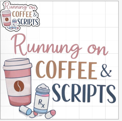 Coffee Scripts Pharmacy Tech Sticker – CPhT Laptop Decal – Healthcare Worker Gift