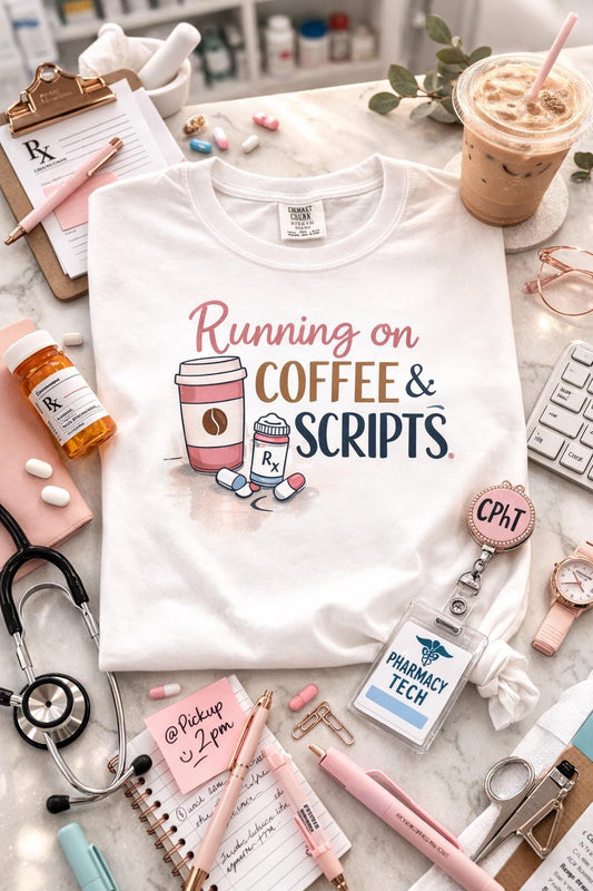 Pharmacy Tech Shirt – Coffee & Scripts CPhT Tee