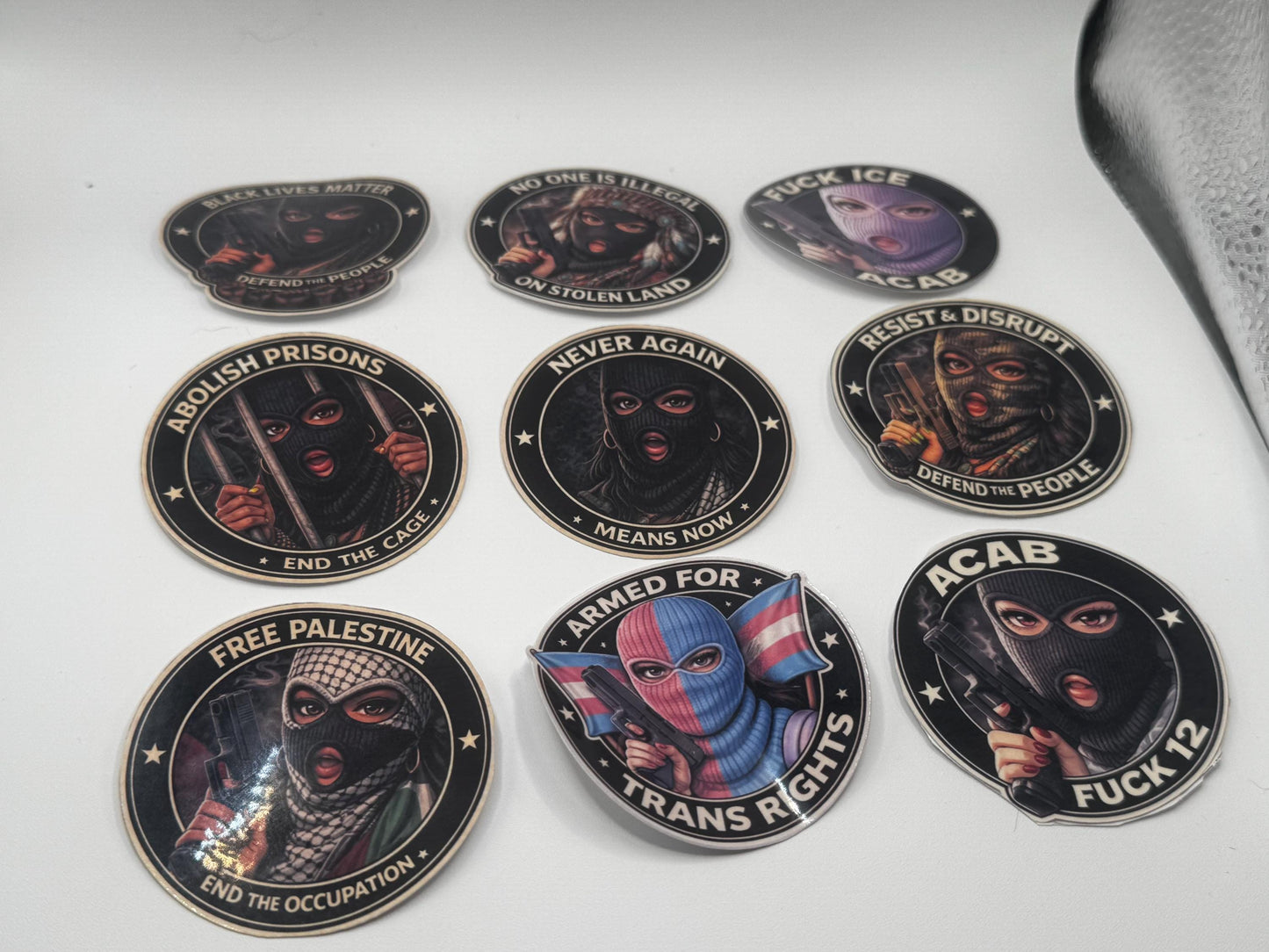 8-Piece Resistance Sticker Pack | Waterproof Vinyl Stickers | Political Activist Art | Laptop Water Bottle Stickers