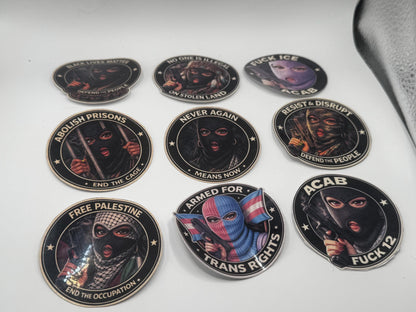 8-Piece Resistance Sticker Pack | Waterproof Vinyl Stickers | Political Activist Art | Laptop Water Bottle Stickers