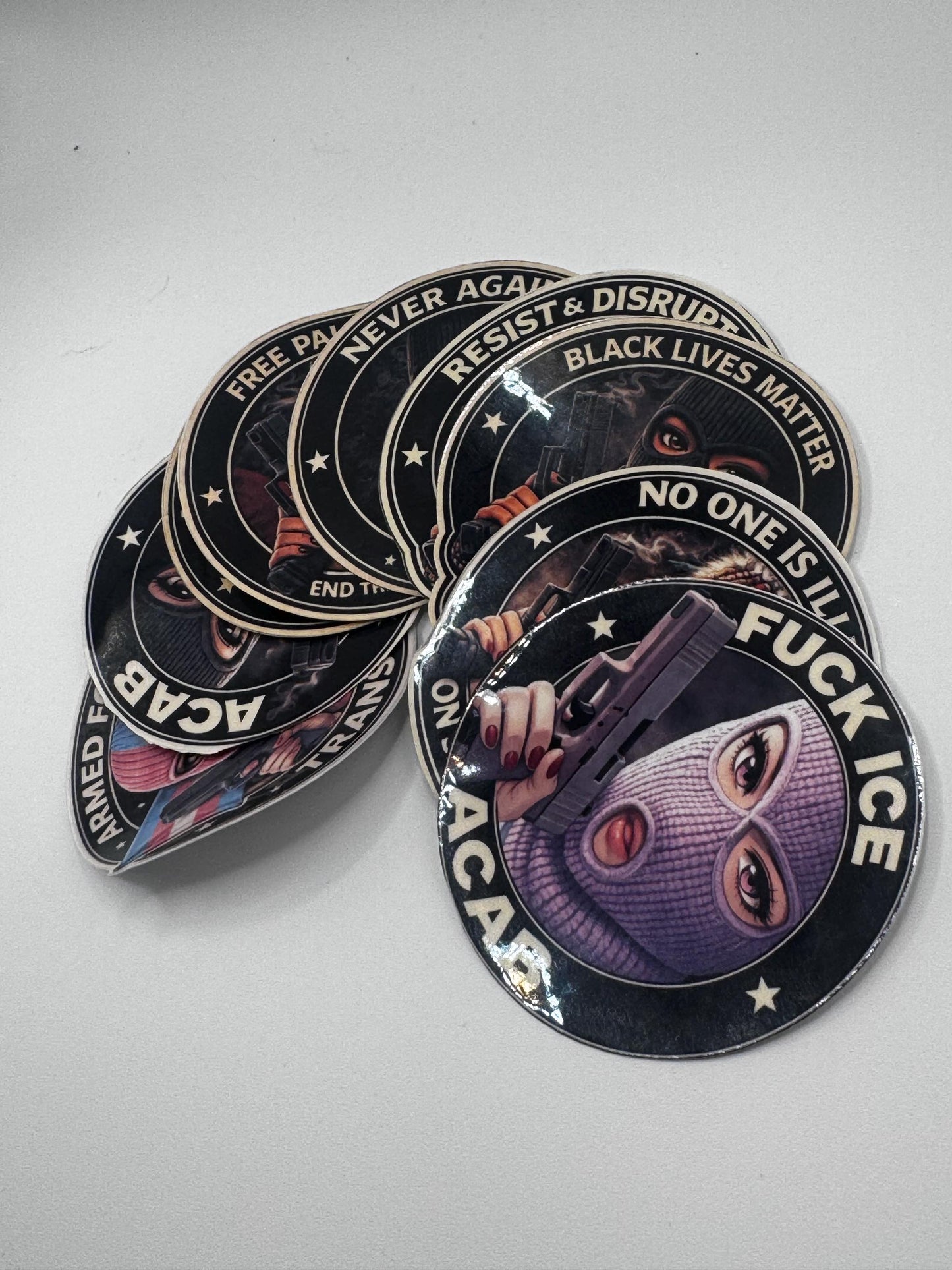 8-Piece Resistance Sticker Pack | Waterproof Vinyl Stickers | Political Activist Art | Laptop Water Bottle Stickers