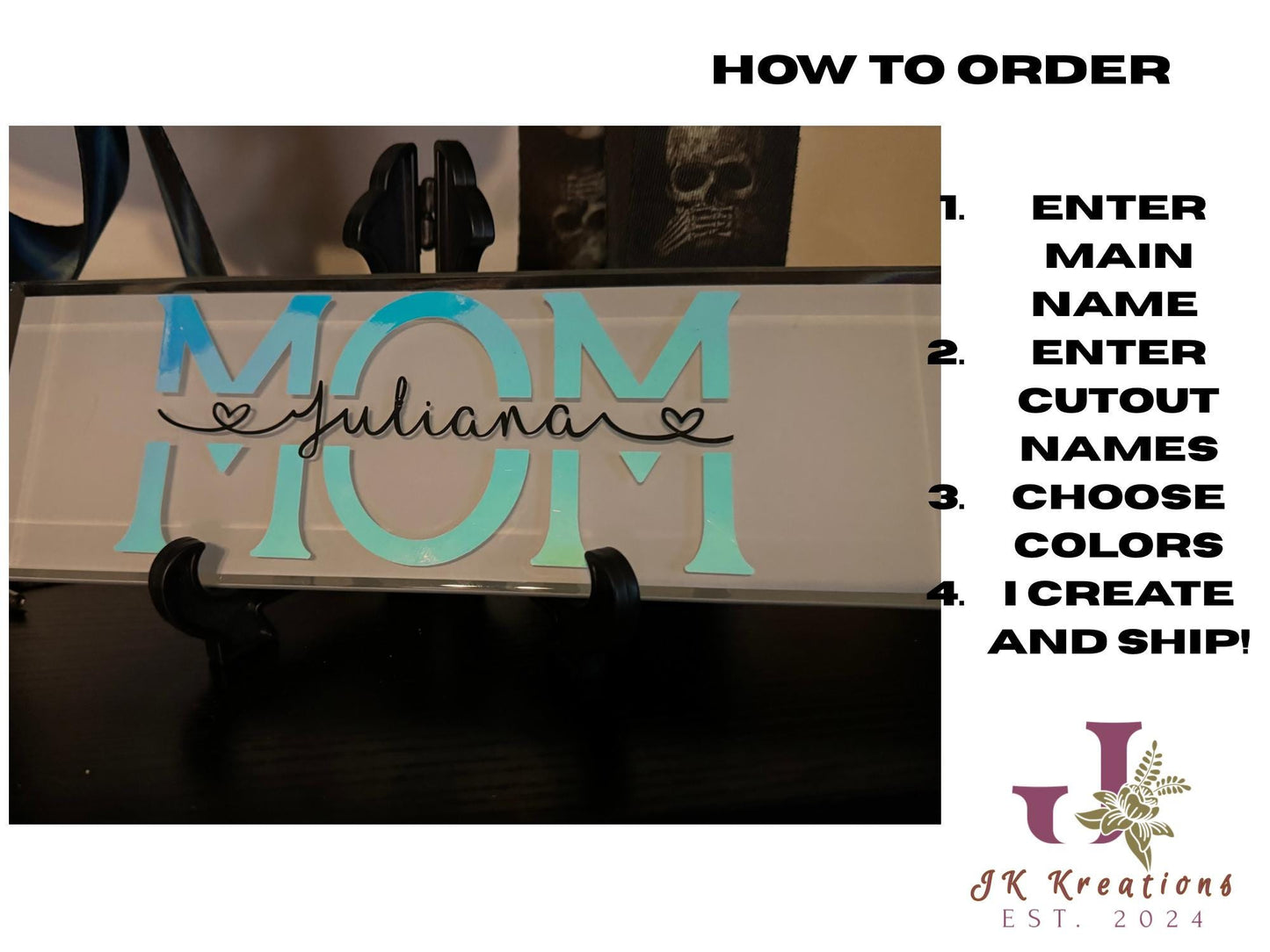 Custom Glass Name Plate, Modern Desk Decor, Personalized Family Sign