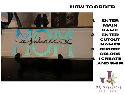 Custom Glass Name Plate, Modern Desk Decor, Personalized Family Sign
