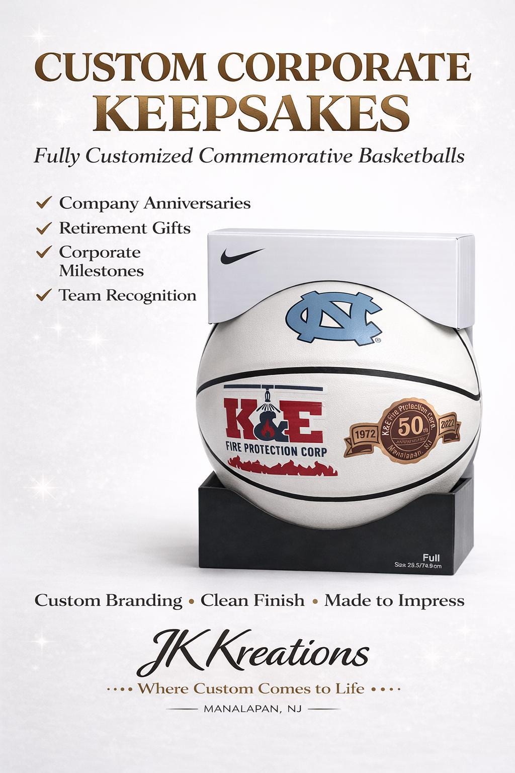 Custom Corporate Basketball – Personalized Logo Award, Anniversary Keepsake