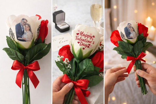 Personalized Photo Rose – Custom Keepsake Bouquet, Anniversary Memorial Valentine’s Day Gift