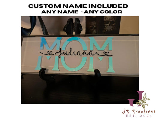 Custom Glass Name Plate, Modern Desk Decor, Personalized Family Sign