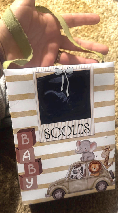 Personalized Safari Baby Gift Bag | Custom Name, Jungle Theme Newborn Gift