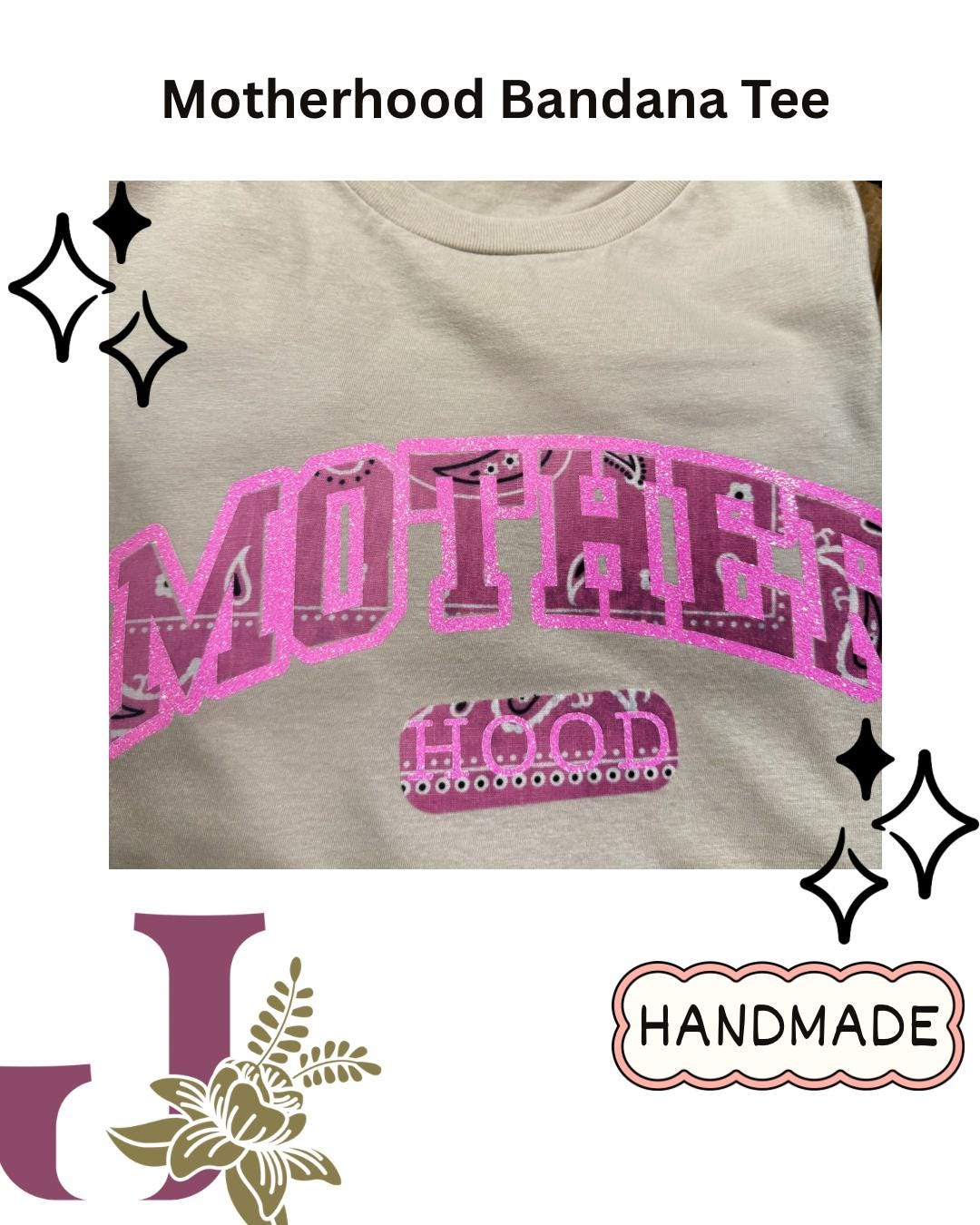 Motherhood Era Shirt | Pink Bandana Glitter Varsity Tee