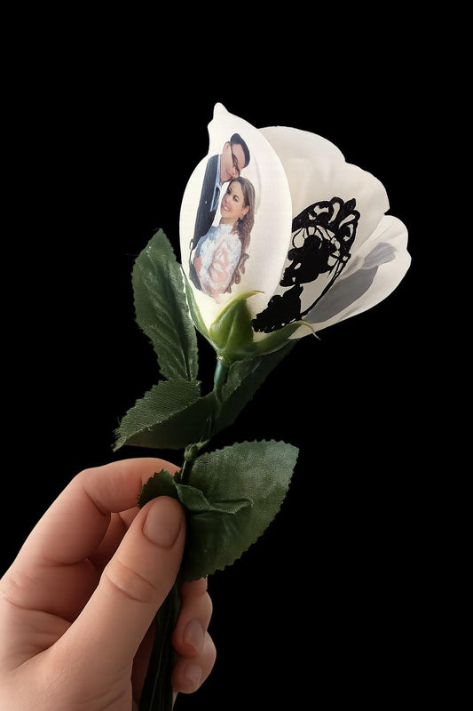 Personalized Photo Rose – Custom Keepsake Bouquet, Anniversary Memorial Valentine’s Day Gift